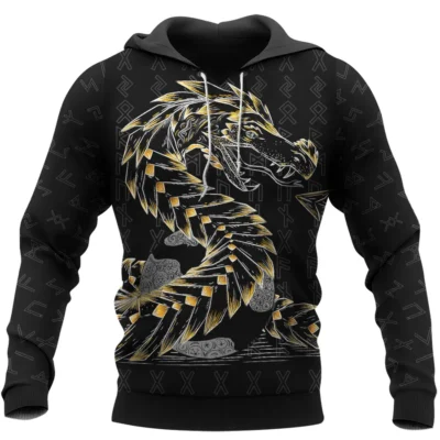 Viking Hoodies – Jormungandr Rune Serpent Power Design