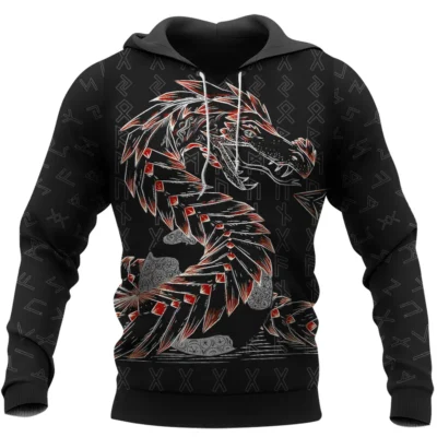 Viking Hoodies – Jormungandr Rune Serpent Power Design