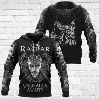 Viking Hoodies – King Ragnar – Valhalla Awaits Legendary Art Viking Hoodies – King Ragnar – Valhalla Awaits Legendary Art