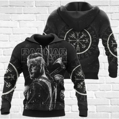 Viking Hoodies – King Ragnar – Valhalla Awaits Legendary Art