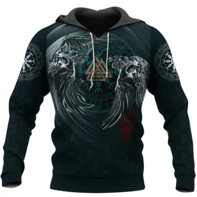 Viking Hoodies – Munin and Hugin – Valknut Symbol Mystic Design