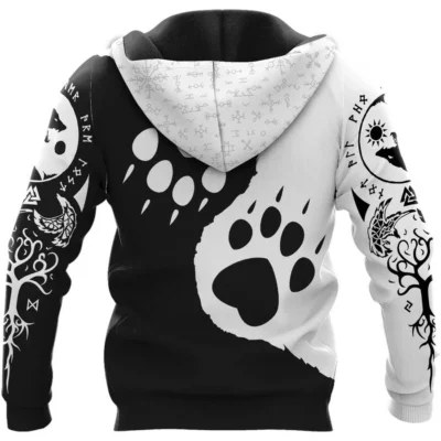 Viking Hoodie Yin Yang Geri and Freki Wolves Of Odin Front