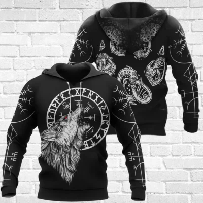 Viking Hoodies – Norse Wolf Design – Wolf Hoodie Fierce Spirit