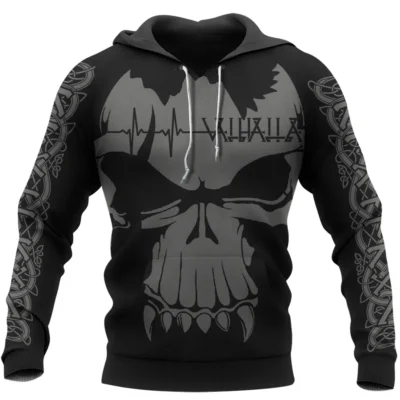 Viking Hoodies – Skull Valhalla – Viking Valknut Symbol Power
