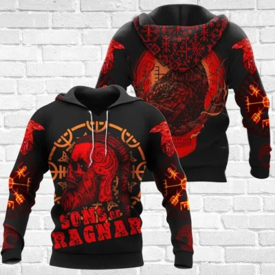 Viking Hoodies – Sons of Ragnar – Norse Rune Raven Skull Viking Hoodies – Sons of Ragnar – Norse Rune Raven Skull