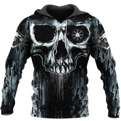 Viking Hoodies – Viking Skull Art – Compass Nordic Design