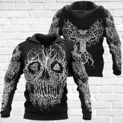Viking Hoodies – Viking Skull Drawing – Yggdrasil Art Timeless Power Viking Hoodies – Viking Skull Drawing – Yggdrasil Art Timeless Power