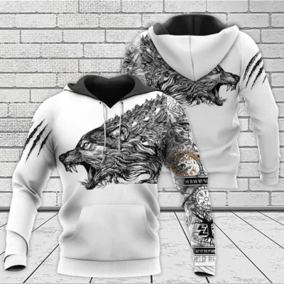 Viking Hoodies – Wolf Hoodie – Norse Wolf Design Wild Legacy