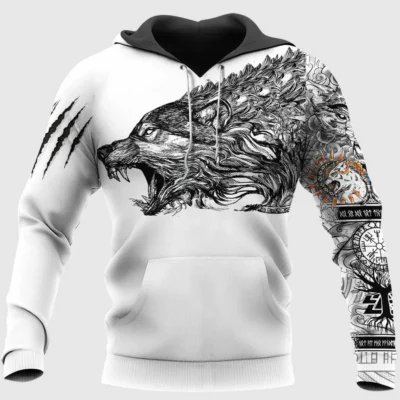 Viking Hoodies – Wolf Hoodie – Norse Wolf Design Wild Legacy