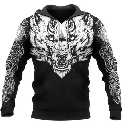 Viking Hoodies – Wolf Hoodies – Norse Wolf Symbol Primal Spirit