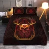 Viking Quilt Bedding Set – Abstract Red Viking Skull Art Bold Design Viking Quilt Bedding Set – Abstract Red Viking Skull Art Bold Design