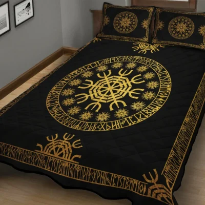 Viking Quilt Bedding Set – Aegishjalmur Rune Protection