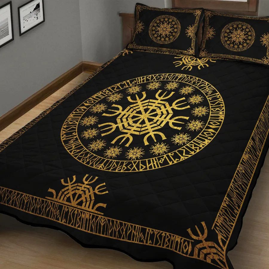 Viking Quilt Bedding Set – Aegishjalmur Rune Protection Viking Quilt Bedding Set – Aegishjalmur Rune Protection