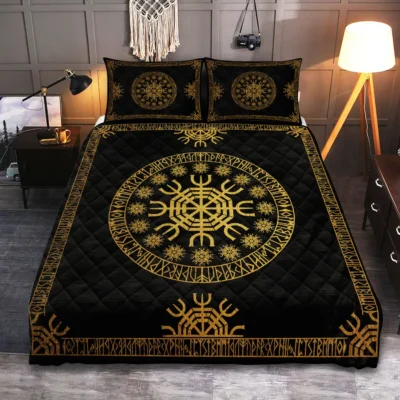 Viking Quilt Bedding Set – Aegishjalmur Rune Protection