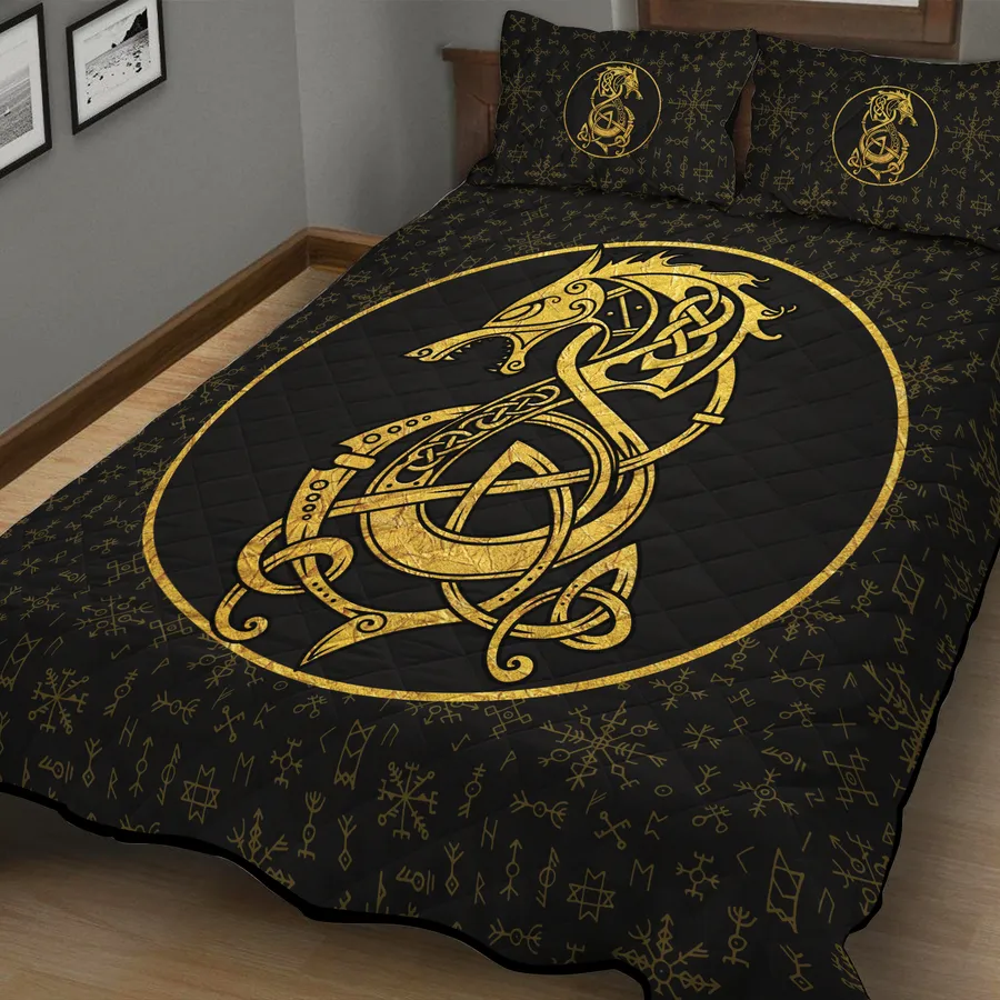 Viking Quilt Bedding Set – Art Fenrir Viking Rune Primal Power Viking Quilt Bedding Set – Art Fenrir Viking Rune Primal Power