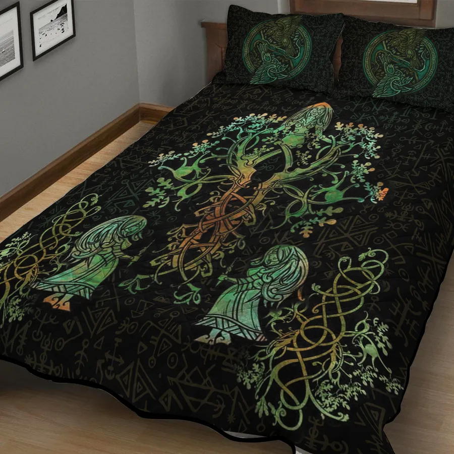 Viking Quilt Bedding Set – Art Tree of Life – Norse Raven Wisdom Viking Quilt Bedding Set – Art Tree of Life – Norse Raven Wisdom