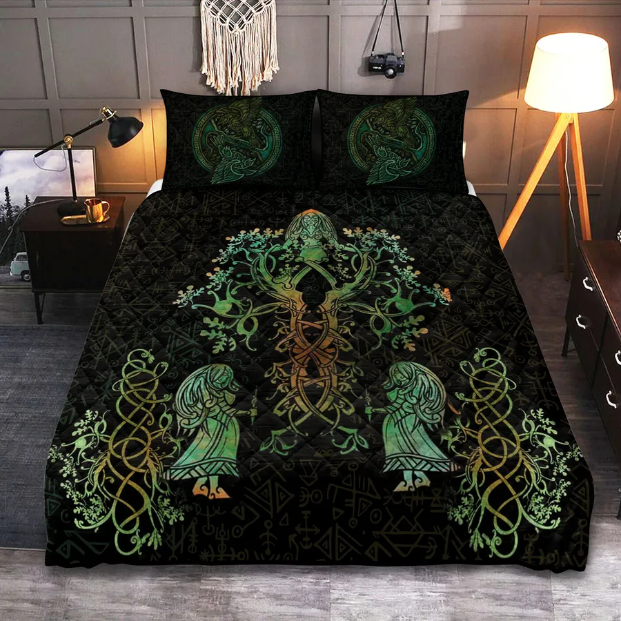 Viking Quilt Bedding Set – Art Tree of Life – Norse Raven Wisdom Viking Quilt Bedding Set – Art Tree of Life – Norse Raven Wisdom