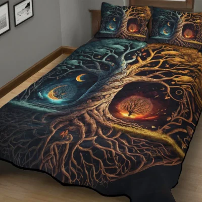 Viking Quilt Bedding Set – Art Yggdrasil Eternal Roots