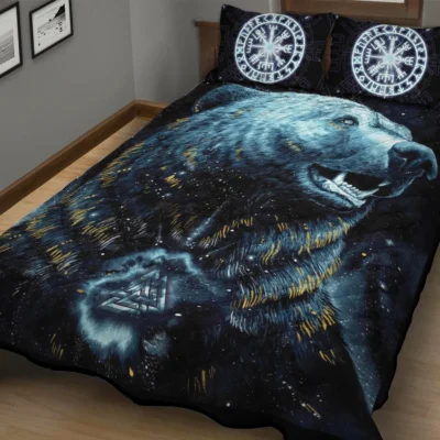 Viking Quilt Bedding Set – Bear Viking Valknut Warrior Spirit