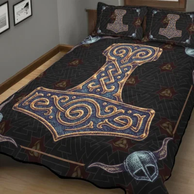 Viking Quilt Bedding Set – Hammer of Thor Mighty Power
