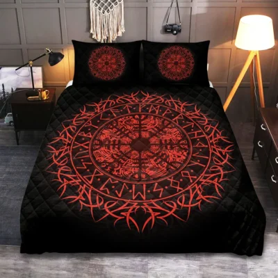 Viking Quilt Bedding Set – Helm of Awe Norse Protection Design