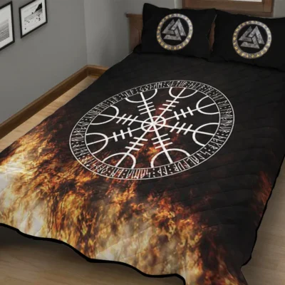 Viking Quilt Bedding Set – Helm of Awe Sacred Protection Design