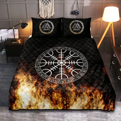 Viking Quilt Bedding Set – Helm of Awe Sacred Protection Design