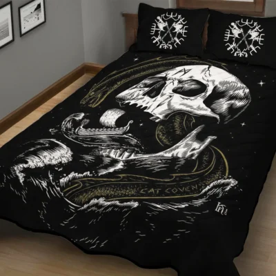 Viking Quilt Bedding Set – Jormungandr Art Serpent Legend
