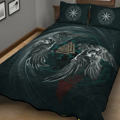 Viking Quilt Bedding Set – Majestic Munin and Hugin Design