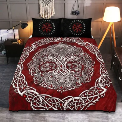 Viking Quilt Bedding Set – Metal Tree of Life Iconic Design