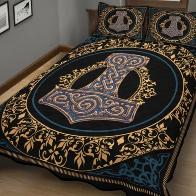 Viking Quilt Bedding Set – Mjolnir Art Thunderous Power