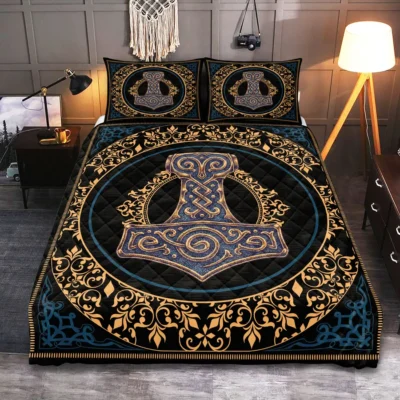 Viking Quilt Bedding Set – Mjolnir Art Thunderous Power