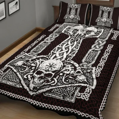Viking Quilt Bedding Set – Mjolnir Drawing Thunder Power