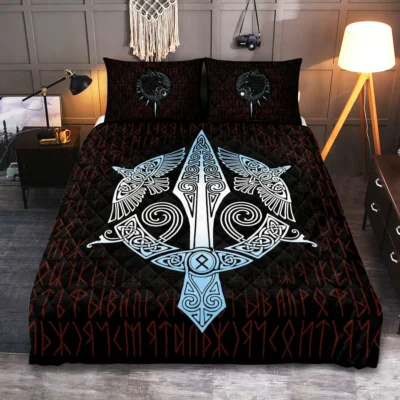 Viking Quilt Bedding Set – Munin and Hugin – Viking Celtic Legendary Guardians