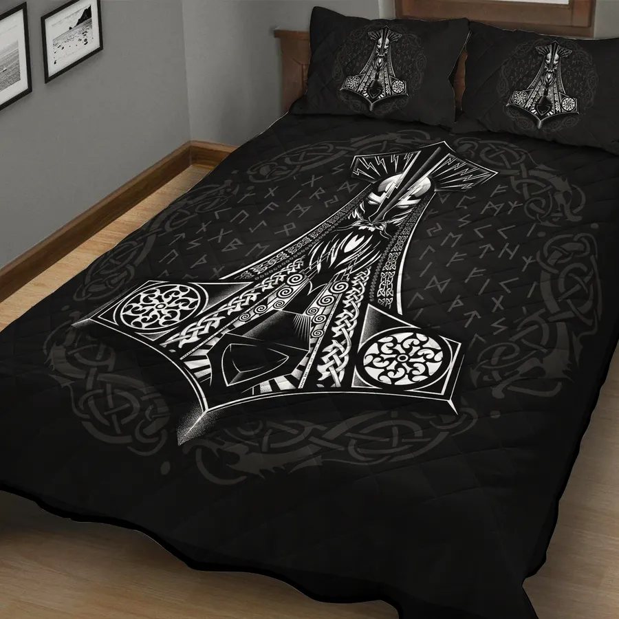 Viking Quilt Bedding Set – Mythos Mjolnir Thunder Legend Viking Quilt Bedding Set – Mythos Mjolnir Thunder Legend