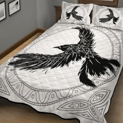 Viking Quilt Bedding Set – Norse Raven Art Legendary Design