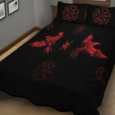 Viking Quilt Bedding Set - Norse Raven Mystic