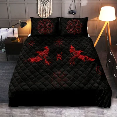 Viking Quilt Bedding Set - Norse Raven Mystic