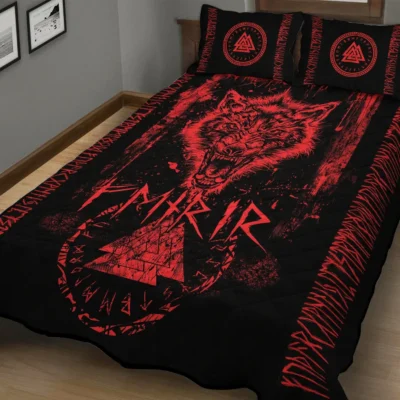 Viking Quilt Bedding Set – Norse Raven Mystic Design