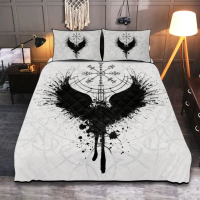 Viking Quilt Bedding Set – Norse Raven Mystic Design