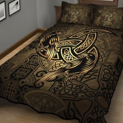 Viking Quilt Bedding Set – Norse Raven – Triple Horn Sacred Design
