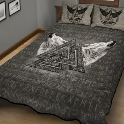 Viking Quilt Bedding Set – Norse Symbol for Wolf Power Viking Quilt Bedding Set – Norse Symbol for Wolf Power