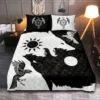 Viking Quilt Bedding Set - Norse Wolf Art Epic Night Style