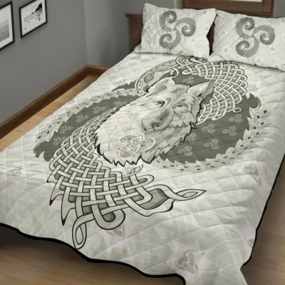 Viking Quilt Bedding Set – Norse Wolf Art Fierce Design