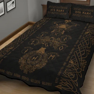 Viking Quilt Bedding Set – Norse Yggdrasil Tree Eternal Roots