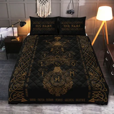 Viking Quilt Bedding Set – Norse Yggdrasil Tree Eternal Roots