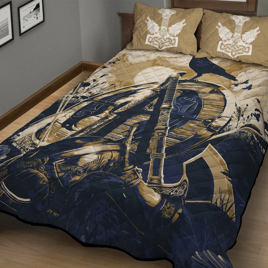 Viking Quilt Bedding Set – Raven Norse Axe Art Bold Legend Viking Quilt Bedding Set – Raven Norse Axe Art Bold Legend