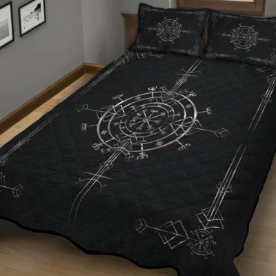 Viking Quilt Bedding Set – Silver Compass Nordic Timeless Guide