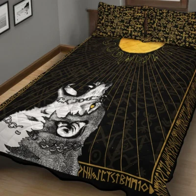 Viking Quilt Bedding Set – Skoll Chasing the Sun Legendary Saga