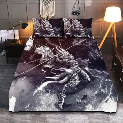 Viking Quilt Bedding Set – Valkyrie Drawing Courageous Spirit